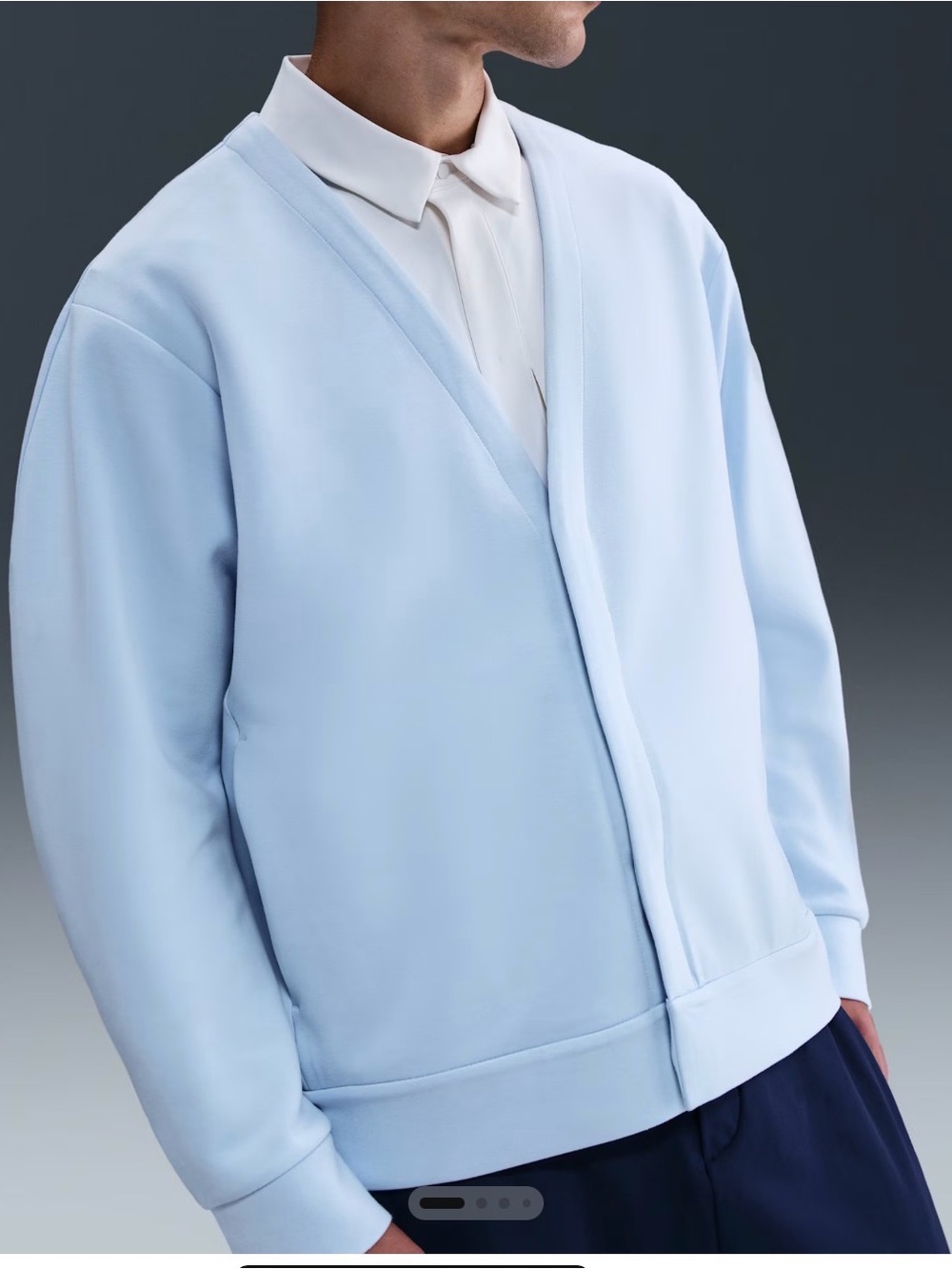 Nike Men's 24.7 ImpossiblySoft Dri-FIT Cardigan Celestine Blue Medium HQ6948-441